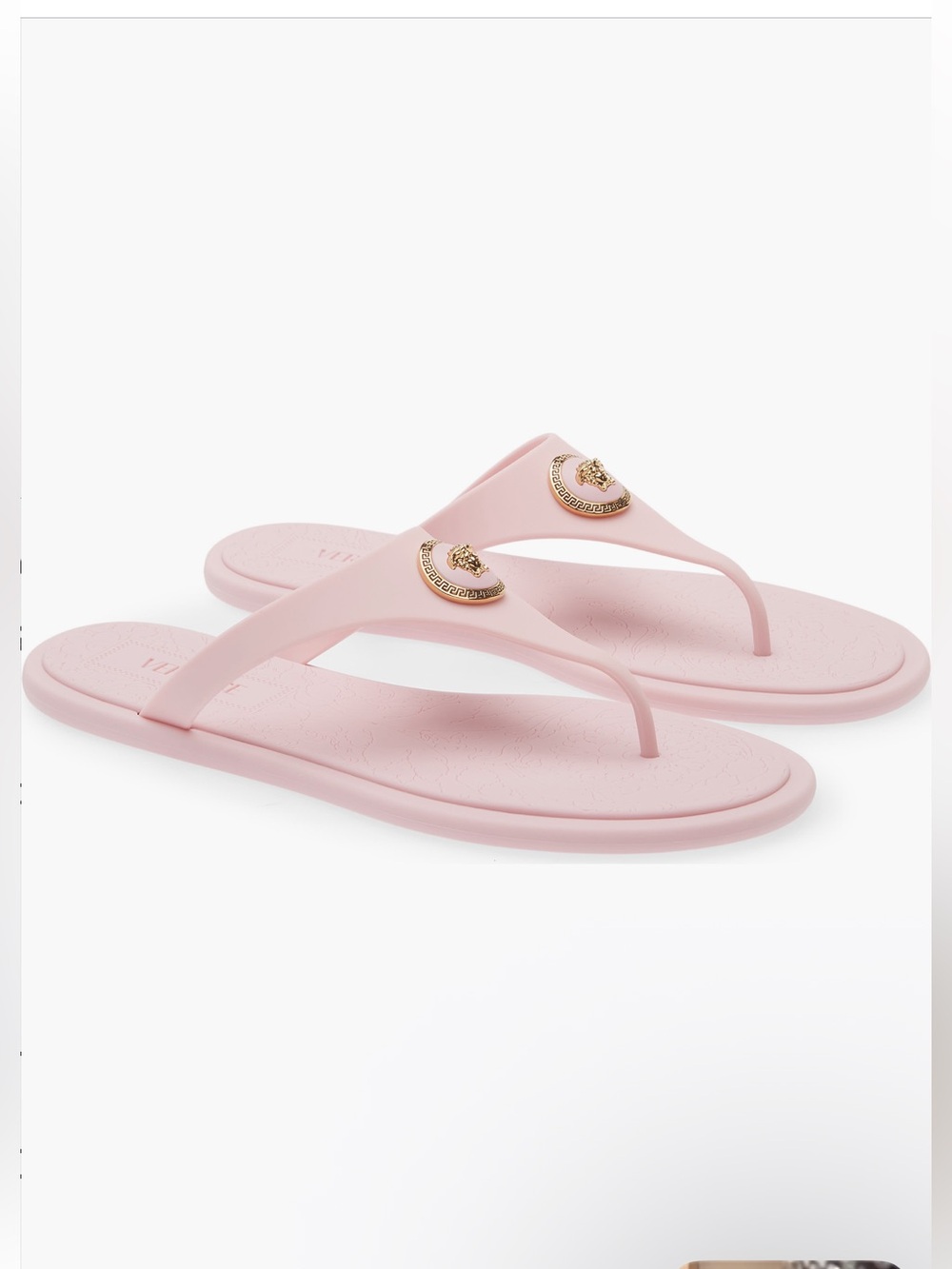 Versace Women's Pink Alia Medusa Thong Sandals Pastel Pink Gold New US 11 41 EU